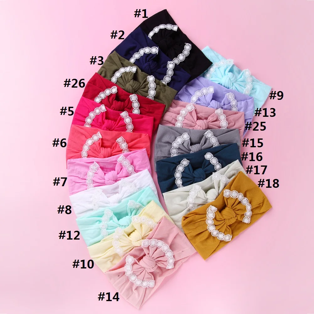 Повязка На Голову Нейлоновая широкая с бантом для девочек 27 шт./лот | Детская