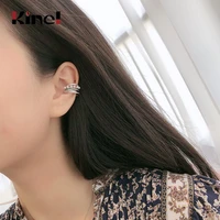kinel 1pcs pearl ear clips genuine 925 sterling silver no pierced ears earrings for women ear clip chic fashion jewelry