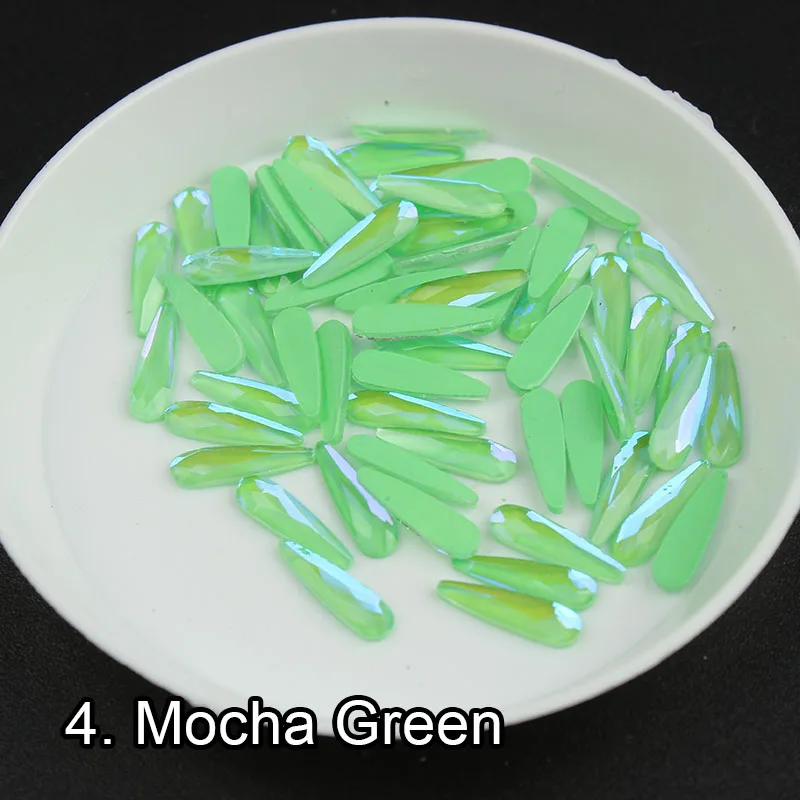 Mocha Green Новинка 30 шт./упак. мокко неоновые цвета капли дождя форма 3x10 мм Стразы для ногтей страз 3d-украшения для ногтей аксессуары - Цвет: Mocha Green