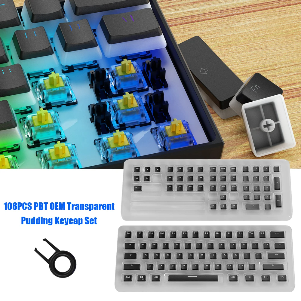 Прозрачная клавиатура 108 шт./компл. PBT OEM набор клавиш с RGB подсветкой колпачки со