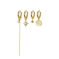 925 sterling silver circle round star drop earrings for women asymmetry zircon tassel chain simple earrings hoop fine jewelry