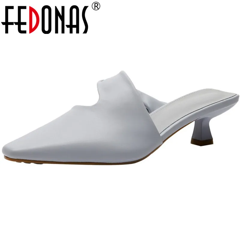 

FEDONAS/элегантные туфли-лодочки на высоком каблуке; Новинка 2021 года; Сезон весна; Женские мюли из натуральной кожи; Новейшая модная Свадебная ж...