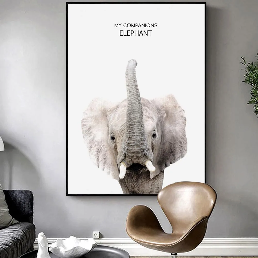 Картина на холсте с изображением слона постер эстетическими животными Офисная