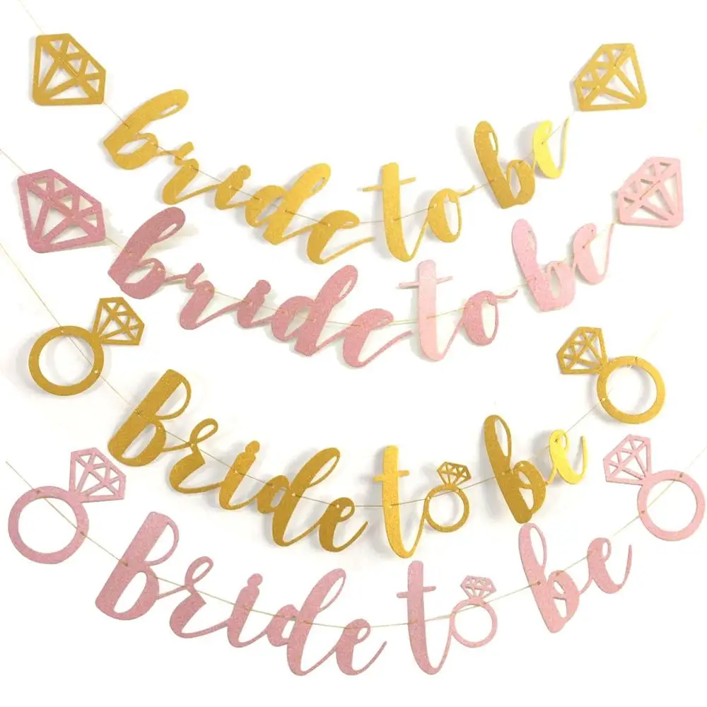 

Glitter Rose Gold Diamond Ring Bride To Be Bunting Banner Wedding Engagement Bachelorette Party Bridal Shower Decoration