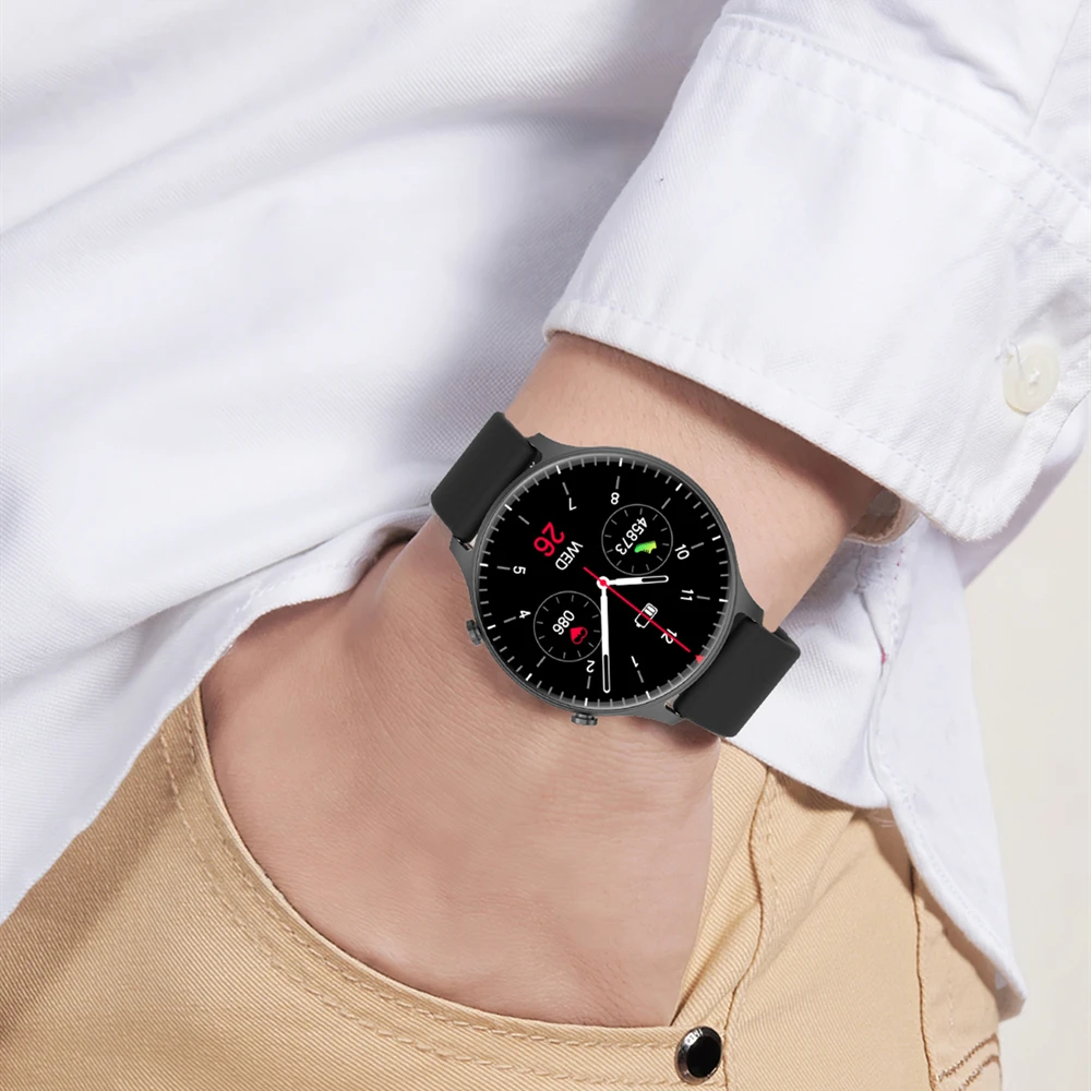 

ECG Aluminium Alloy Smart Watch Men Full Round Full Touch Screen IP68 Waterproof Heart Rate Women Smartwatch For Xiaomi GTS DK18