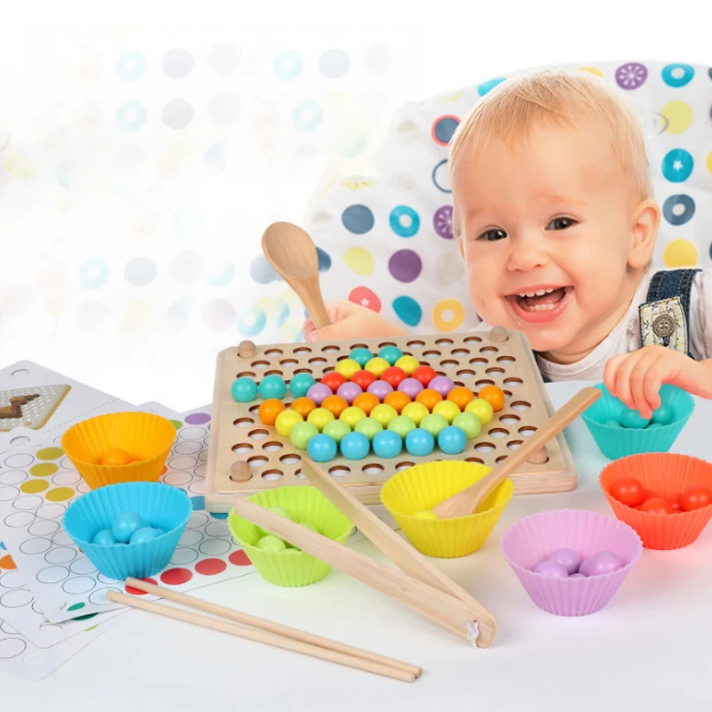 Дошкольные игрушки Монтессори палочки для еды бусины обучения мозгу креативные