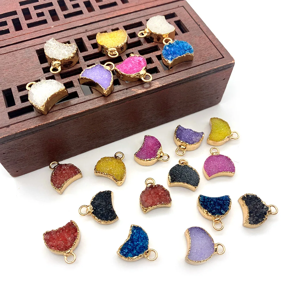 3 шт. натуральный камень розовый кристалл луна кулон аметист ожерелье серьги с