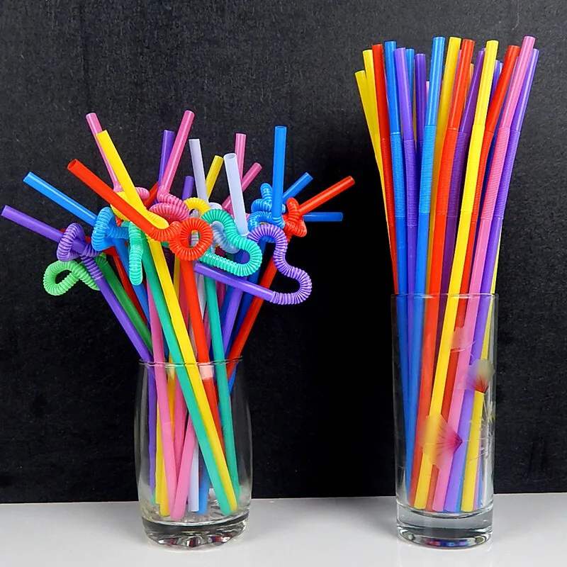 

100pcs Disposable Straws Bendable Juice Drinking Flexible 26cm Safe For Home Party Bar Non-toxic Family Gathering Tool E11526