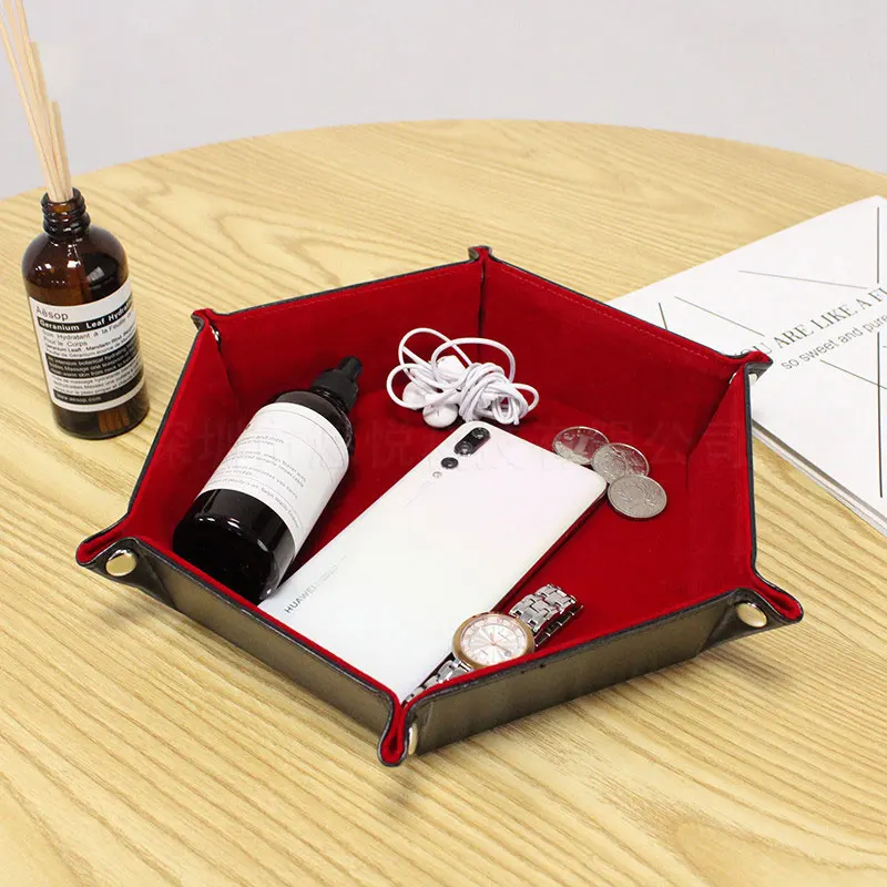 Кожаный лоток складная коробка для хранения из искусственной кожи квадратный