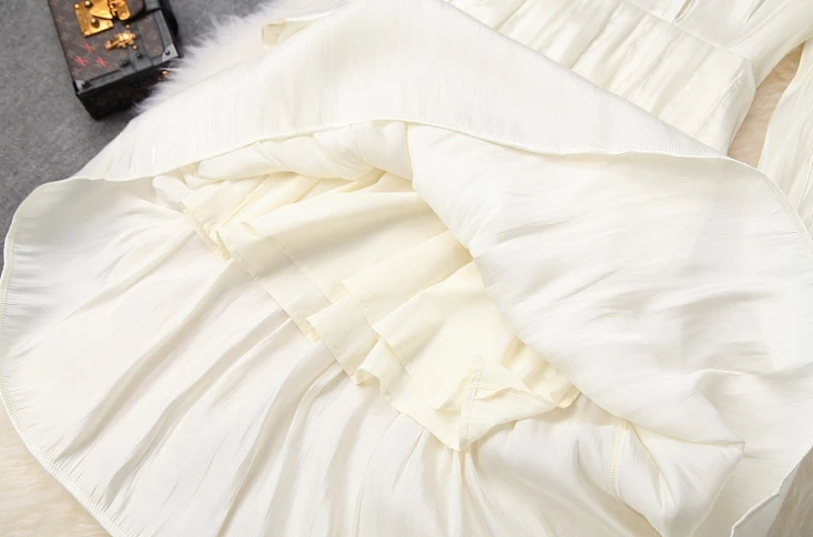 luna2020 high-quality new fashion runway women's lace-up bow tie waist long A-shaped eustoma skirt temperament dress N231 | Женская