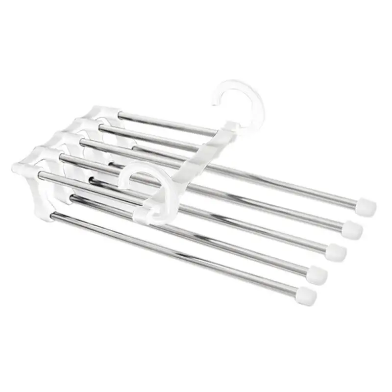 

5 in 1 Stainless Steel Multi-functional Pant Rack Multifunction Shelves Wardrobe Magic Trouser Hanger Coat Storage Organization