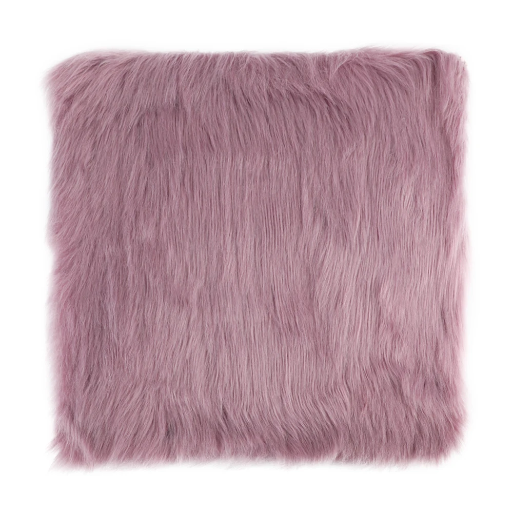 Light purple 40x40cm Чехол для стула из искусственной овчины, разноцветная теплая шерстяная ковровая подушка для сиденья, длинная кожа, мех, простые пушистые коврики, моющиеся - Цвет: Light purple 40x40cm
