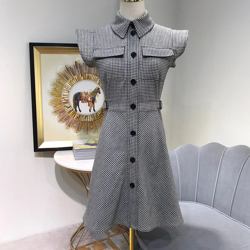 

2021 Spring A-Line Party Dress Women Retro Round Neck Slim Long Dress Autumn Short Sleeve Office Lady Dress Vestidos