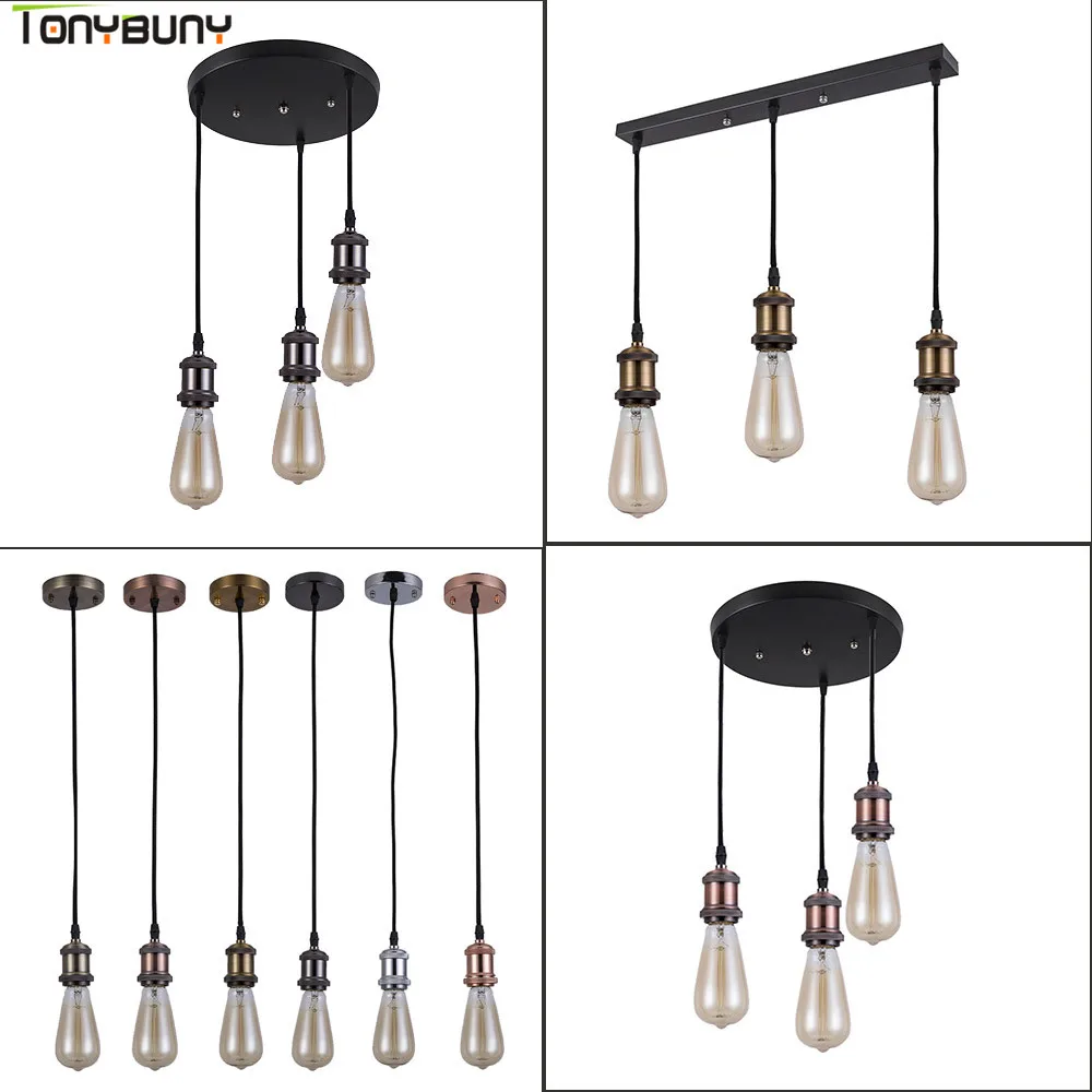 

Retro Industrial Loft LED Bar Pendent Lamp E27 Socket Pendant lights Aluminum Dining Room Pendent Lights Kitchen Hanging Lamps