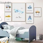 Плакат на холсте с изображением игрушечного автомобиля, грузовика, ракеты, картина для детской комнаты, настенные художественные плакаты и принты в скандинавском стиле, декор детской комнаты