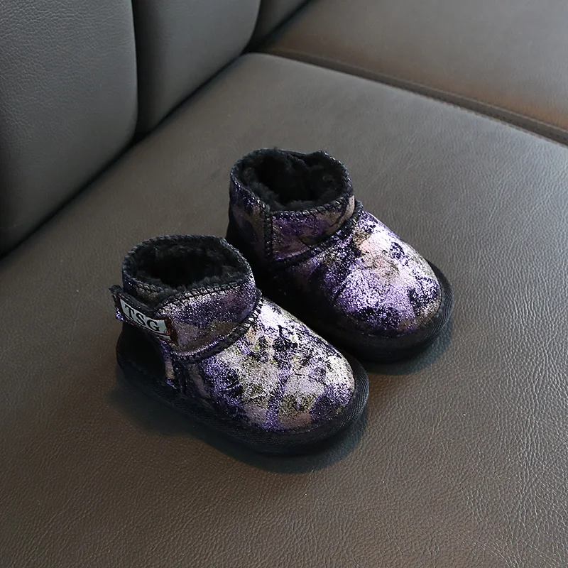 2019 Нескользящая зимняя детская обувь для малышей теплая шерсть маленьких
