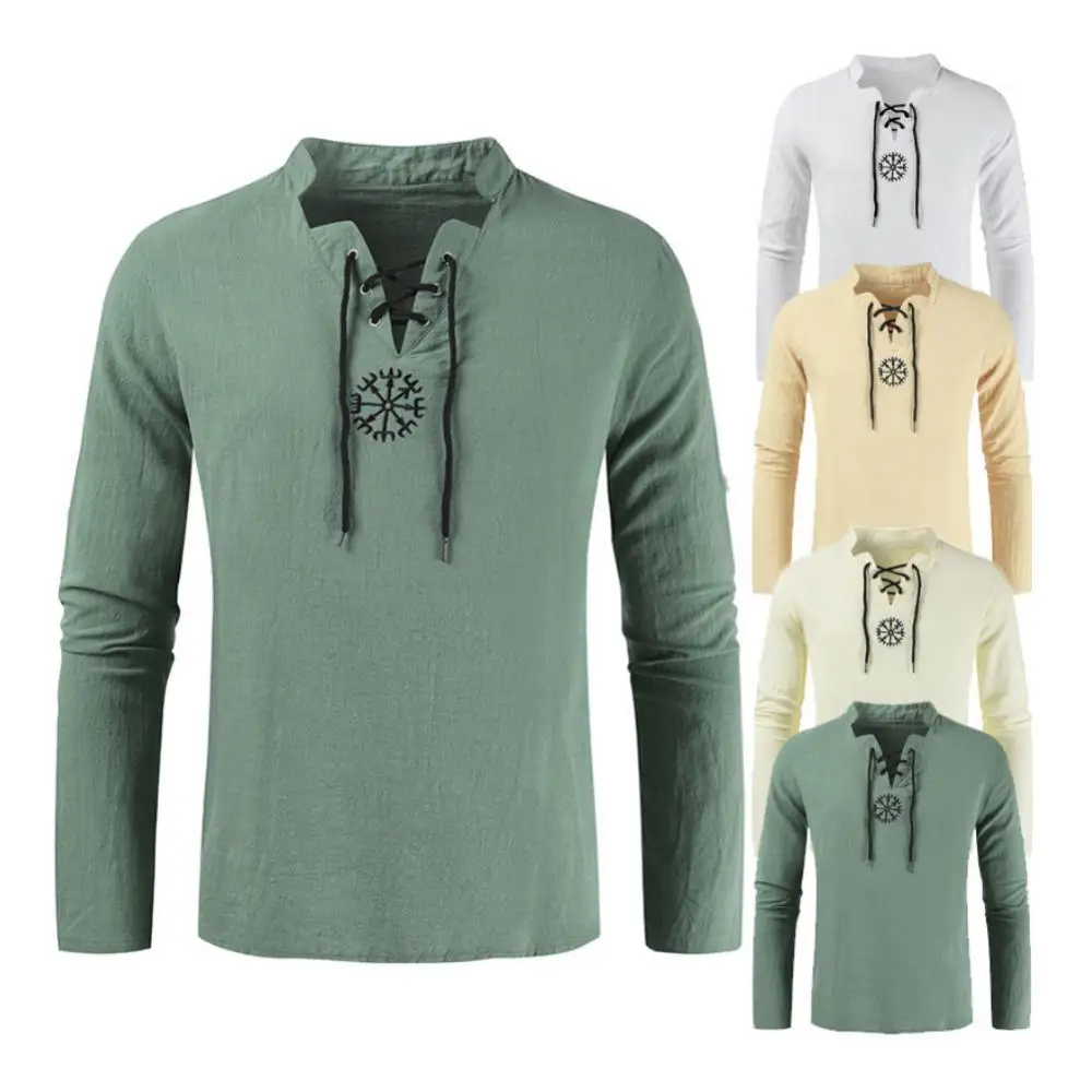 Весенняя Мужская рубашка с длинным рукавом средневековый рыцарь Топ косплей