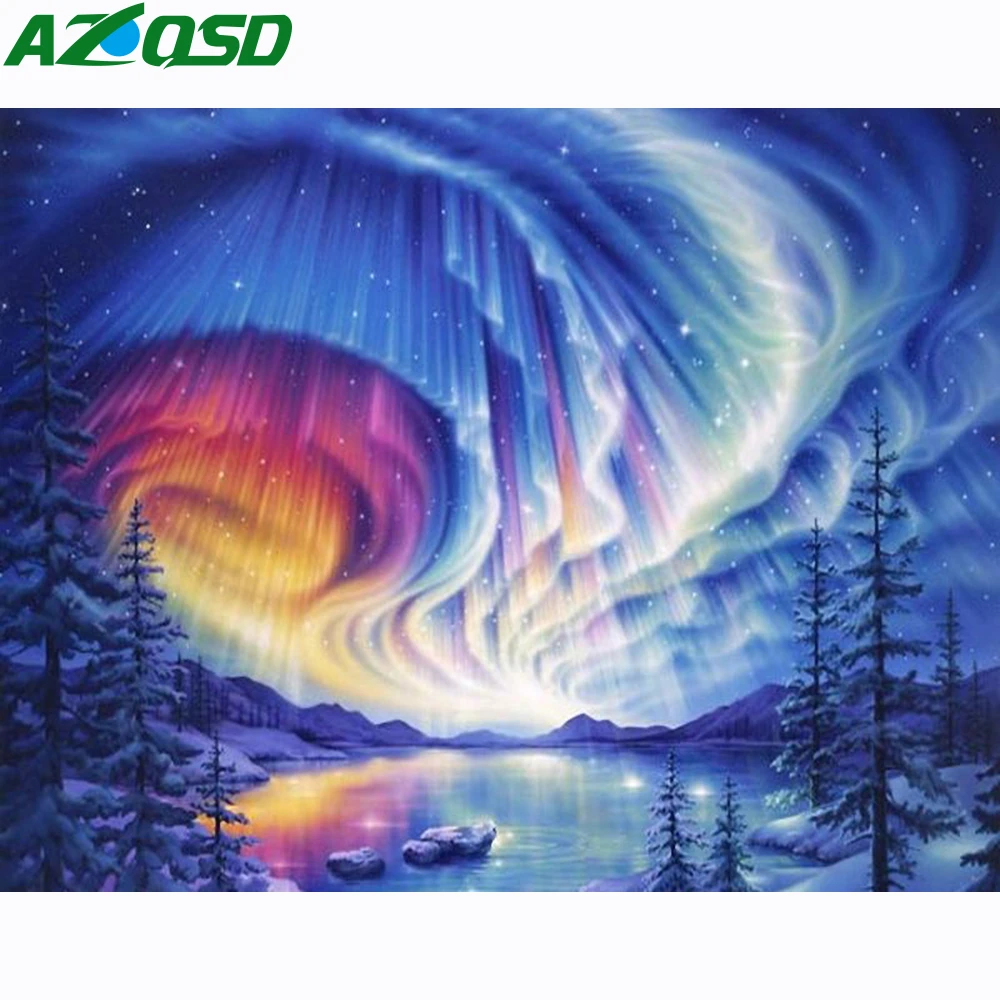 

AZQSD 5D Алмазная мозаика звездное небо наборы для вышивки крестиком декор для бриллиантовой живописи пейзаж Ручная работа