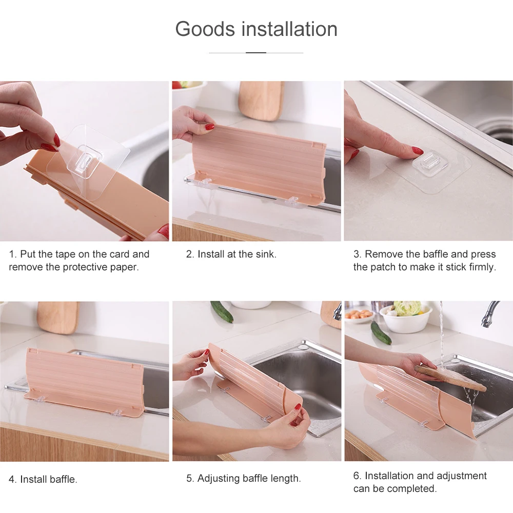 

1Pcs Repeatable Household Kitchen tools Suction Cup Type Splash Guard Water Sink Flap Water Barrier Oil-Proof Splashproof Baffle