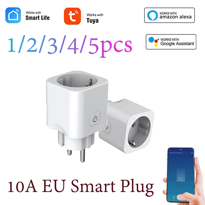 

10A EU Smart Wifi Power Plug Wireless Remote Voice Control Smart Home Wifi Wireless Socket Outlet Works With Alexa Google Home