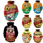 2021 весенне-осенние интересные спортивные толстовки с 3D принтом Cheetos, рамен, лапша, спортивная одежда с капюшоном для мужчин и женщин, пуловеры