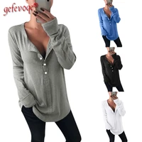 2021 new autumn comfortable fashion long sleeve women blouse t shirt autumn sexy deep v collar shirt button tops tees clothes