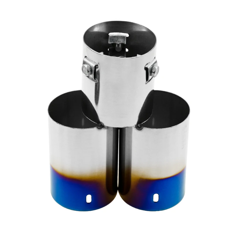 

Car Round Exhaust Muffler Tip Stainless Steel Exhause 1 to 2 Dual Pipe Chrome Trim Modified Auto Rear Tail Throat Liner