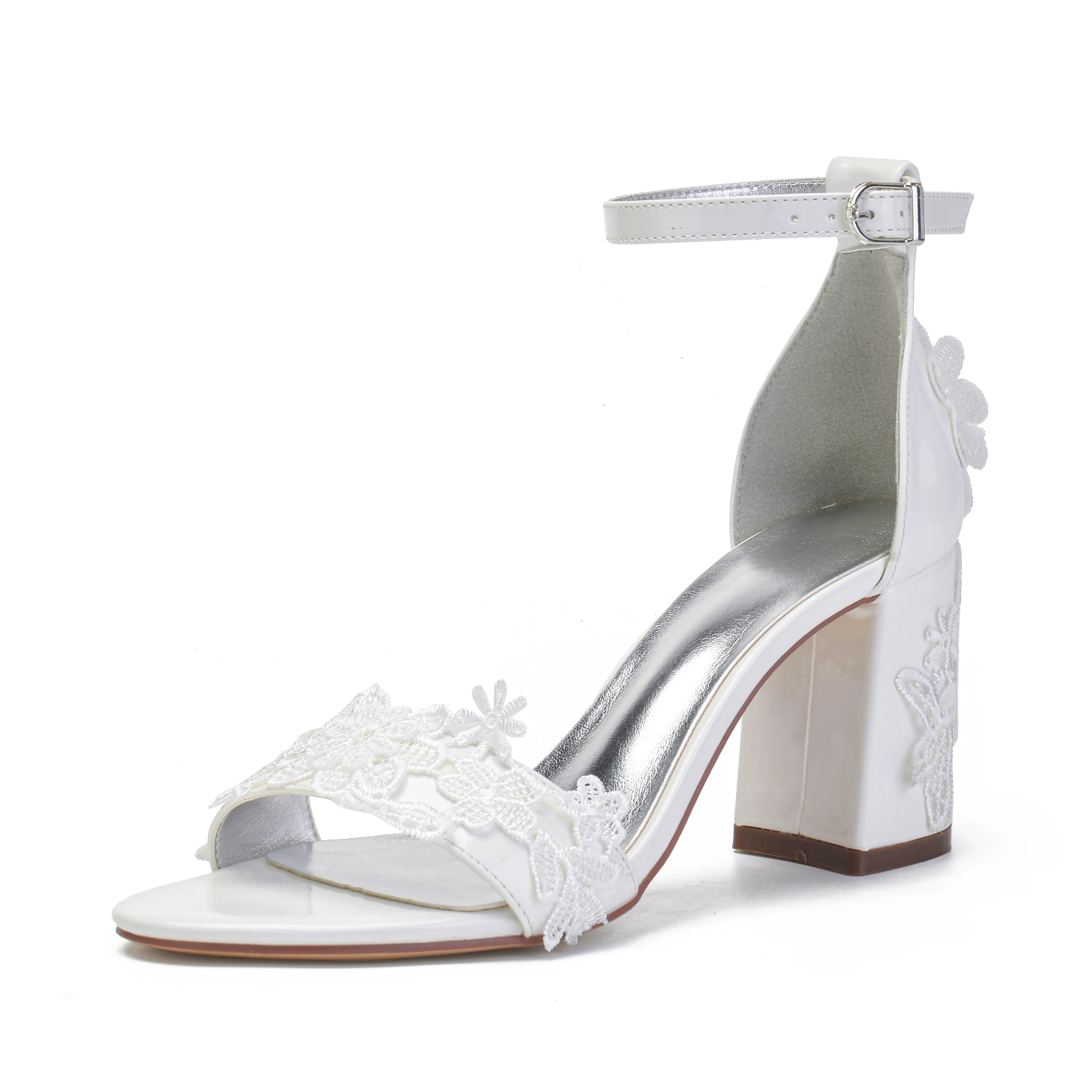 

MarHermaso New Sandals White Bridal Wedding Shoes Chunky Heel Ankle Strap Tassel Wedding Dancing Shoes