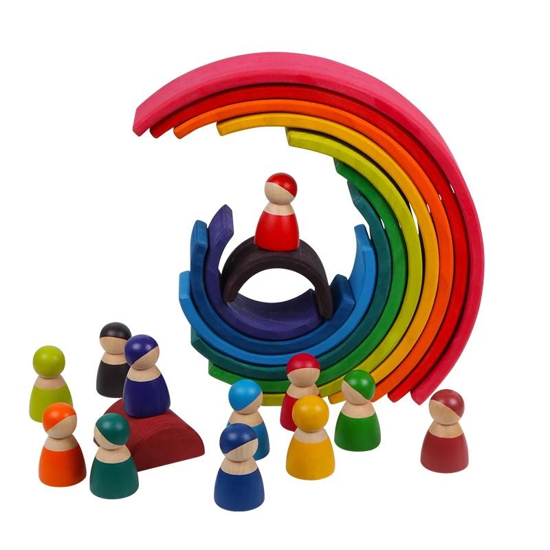 Baby Toys Large Rainbow Stacker Wooden For Kids Creative Building Blocks Montessori Educational Toy Children Gifts | Игрушки и хобби