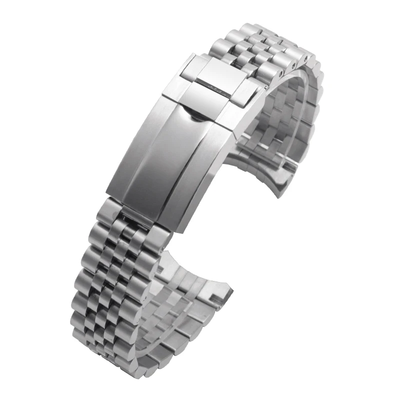 Solid Steel Arc Watchband For Rolex Oyster Type Constant Motion Stainless Steel Strap Men's And Women's Watch Chain 20mm Belt