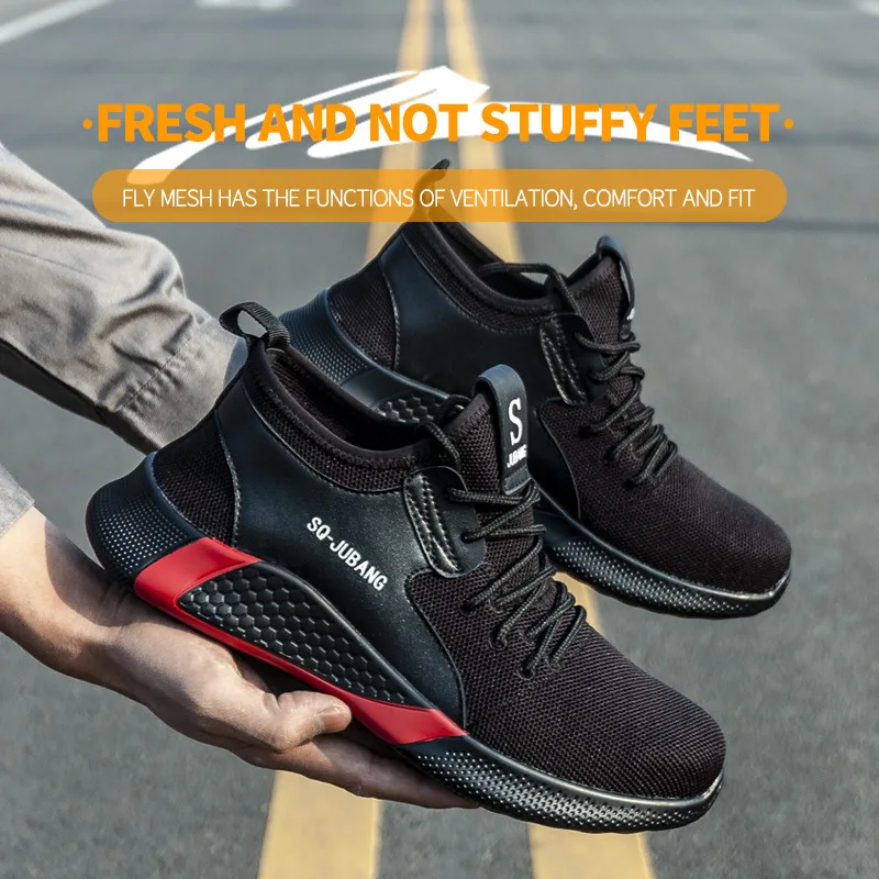 

Men's Steel Toe indestructible Work Safety Shoes Casual Breathable Outdoor Sneakers Puncture Proof Comfortable Industrial Boots