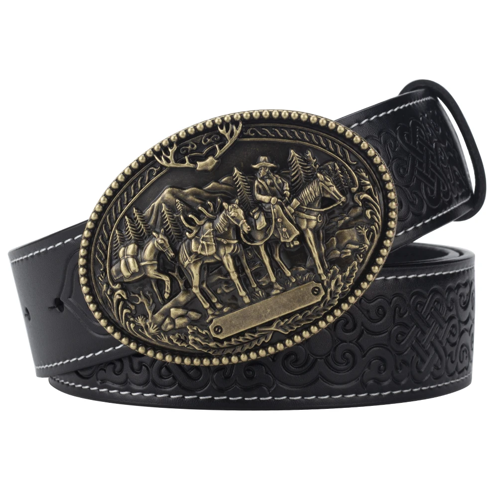 Horse Decorative Leather Belt Cowboy Fashion Men's Clothing Accessories