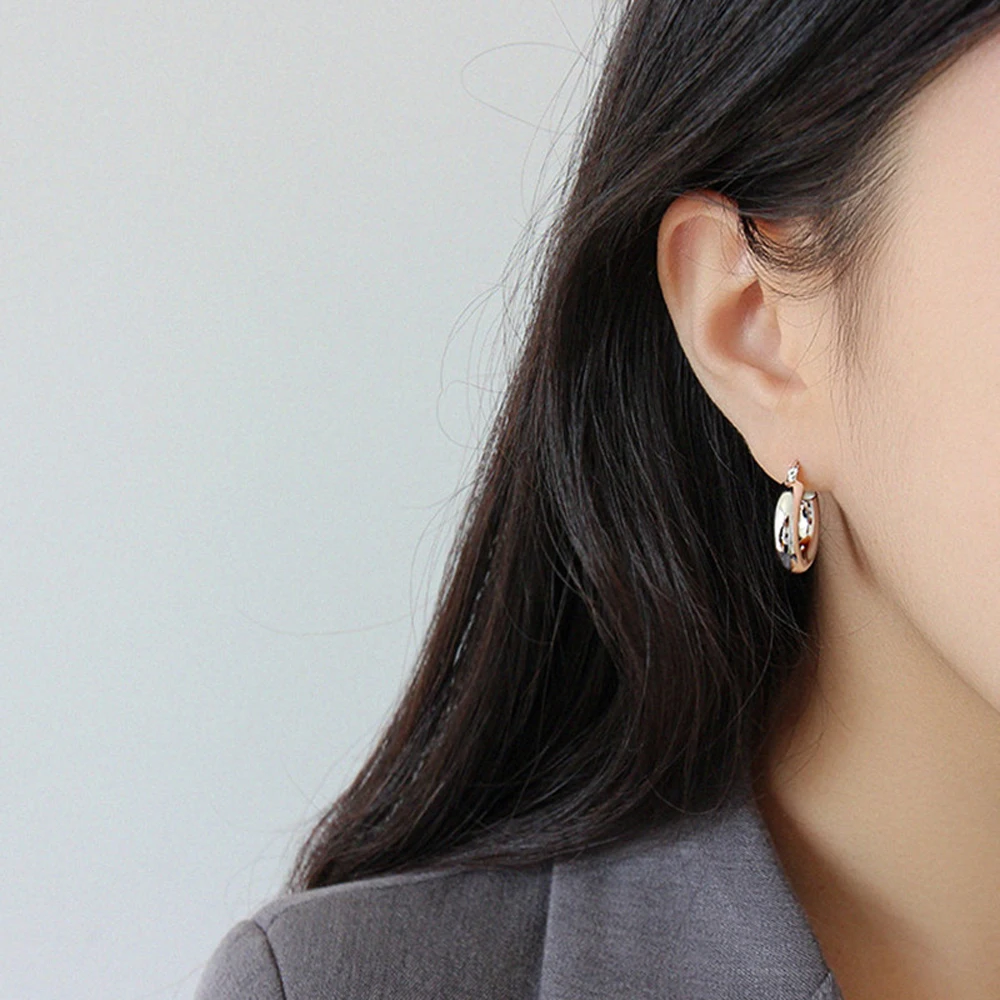 

Simple Geometric Metal Circular Tube Hoop Earrings In Women's Fashion Hip-hop French Ear clip Women Jewelry Gifts