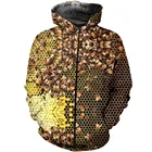 Мужская толстовка с капюшоном PLstar Cosmos, с 3D принтом пчелы, на молнии, в стиле хип-хоп, уличная одежда