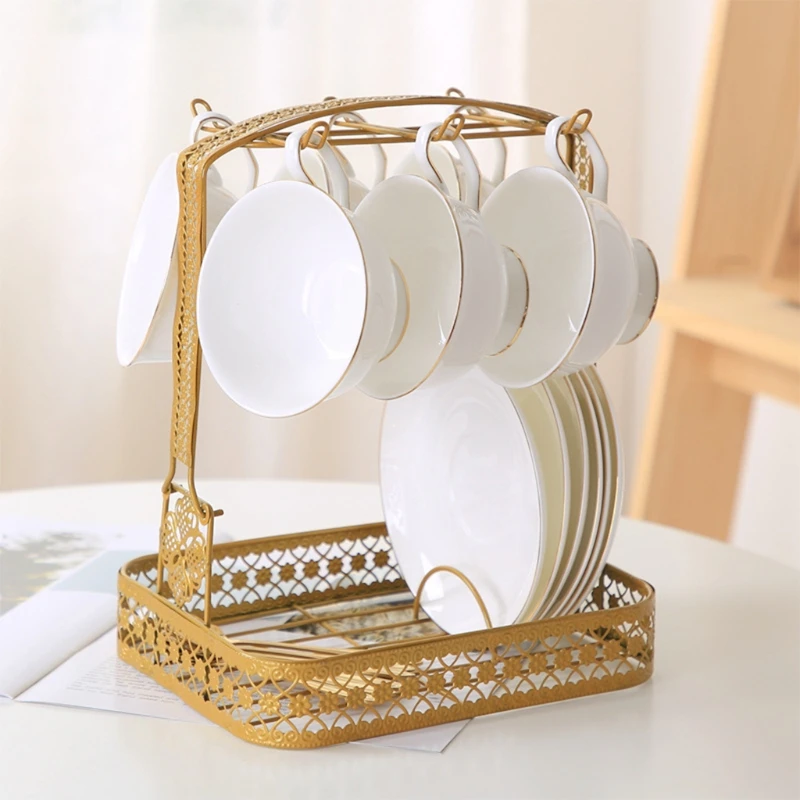 

Mug Holder Coffee Rack Coffee Cup Holder Tea Set Stand Dishes Organizer Wrought