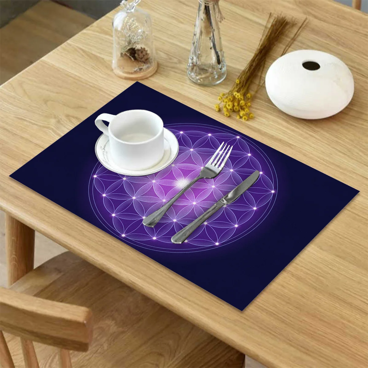 Фиолетовый Коврик для стола с цветочным узором украшение кухни Столовые