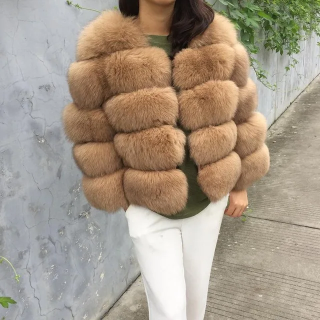 50cm sleeves Новинка, Женское зимнее пальто из натурального меха, куртка из натурального меха с отложным воротником, роскошное пальто FC-268 - Цвет: 50cm sleeves