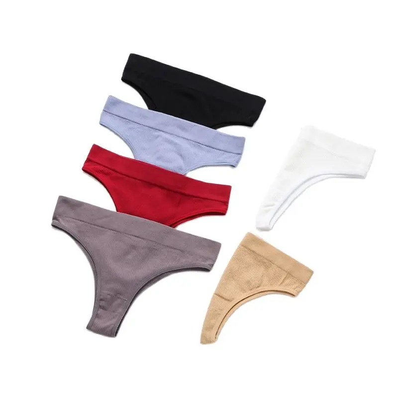 Wholesale 2022 New Panties For Women Solid Color Black White Women's Thongs Female Underwear Fashion Lingerie Big Size Dropship