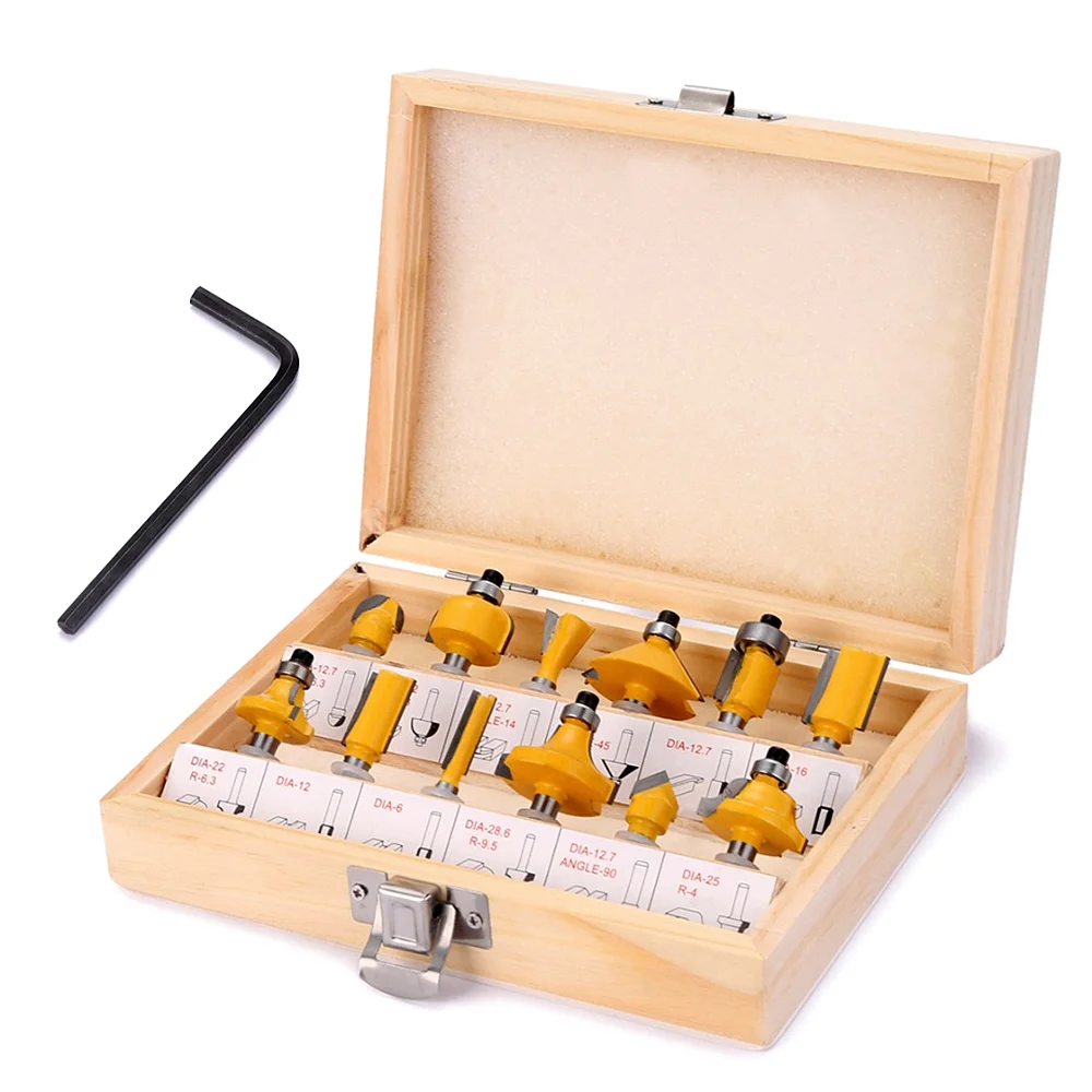 Концевой фрезерный станок Citop прямой Фрезерный резак с хвостовиком 1/4 дюйма 12 шт.