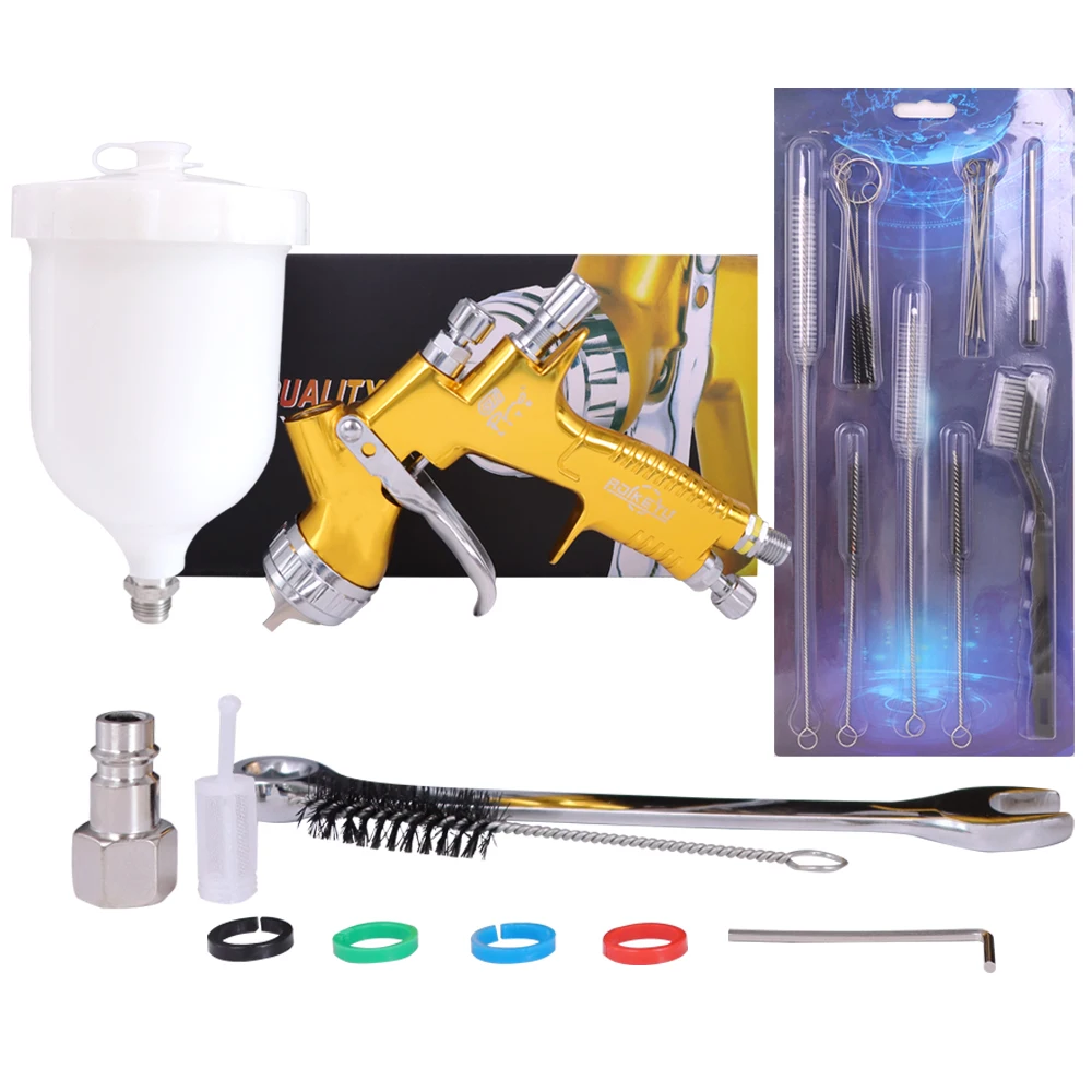 Профессиональный краскопульт GTI Pro TE20/T110 1,3/1,8 мм, Аэрограф на водной основе с набором инструментов для очистки и ремонта 17 шт.