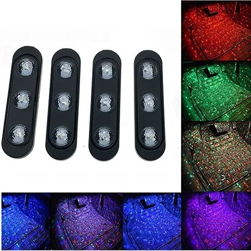 7 colors Автомобильный внутренний ножной свет USB светодиодный атмосферный окружающий Звездный DJ Смешанный Красочный музыкальный звуковой с голосовым управлением Лазерная атмосферная лампа - Испускаемый цвет: 7 colors
