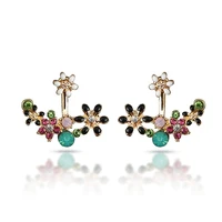 fashion rhinestone gem earrings cute cherry blossoms flower stud earrings for women crystal blossoms earrings female jewelry