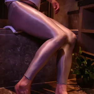 Чулки 70D блестящие с U-образным выпуклым мешочком, пикантные обтягивающие чулки с открытой промежностью, прозрачные колготки для сцены, одежда для геев, размера плюс, F18