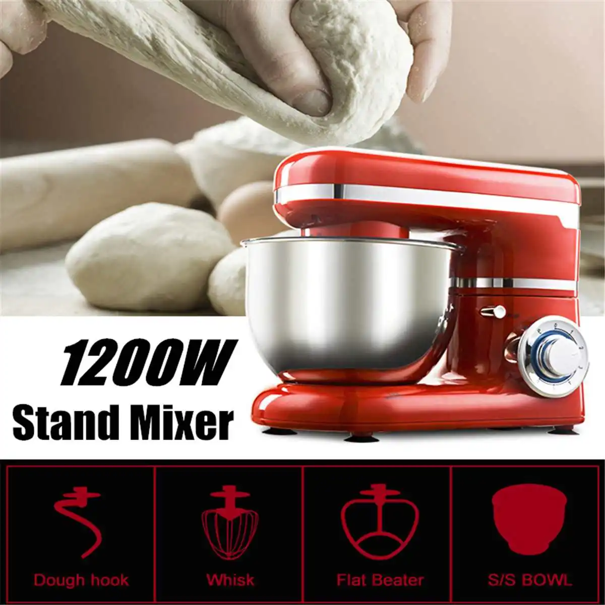 4L 1200W миксер из нержавеющей стали кухонные блендеры миксер крем венчик для яиц торт коврик для теста кухонный комбайн Миксер Для Теста Машина