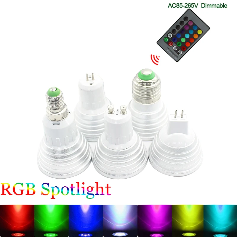 110V 220V E27 E14 RGB светодиодный осветительные лампочки GU10 5 Вт лампада Сменные