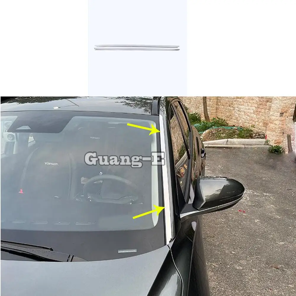 

Для Hyundai Tucson L 2021 2022 Стайлинг автомобиля боковая крышка стикер Нержавеющая сталь Передняя головка стекло лобовое стекло рамка отделка части