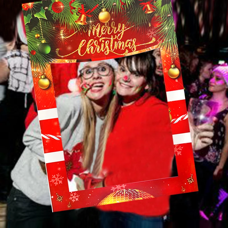 1 шт., рождественские бумажные реквизиты для фотографий, рамка, Navidad, спрос среди детей, рождественские вечерние новогодние фотостенды, реквизит, украшения