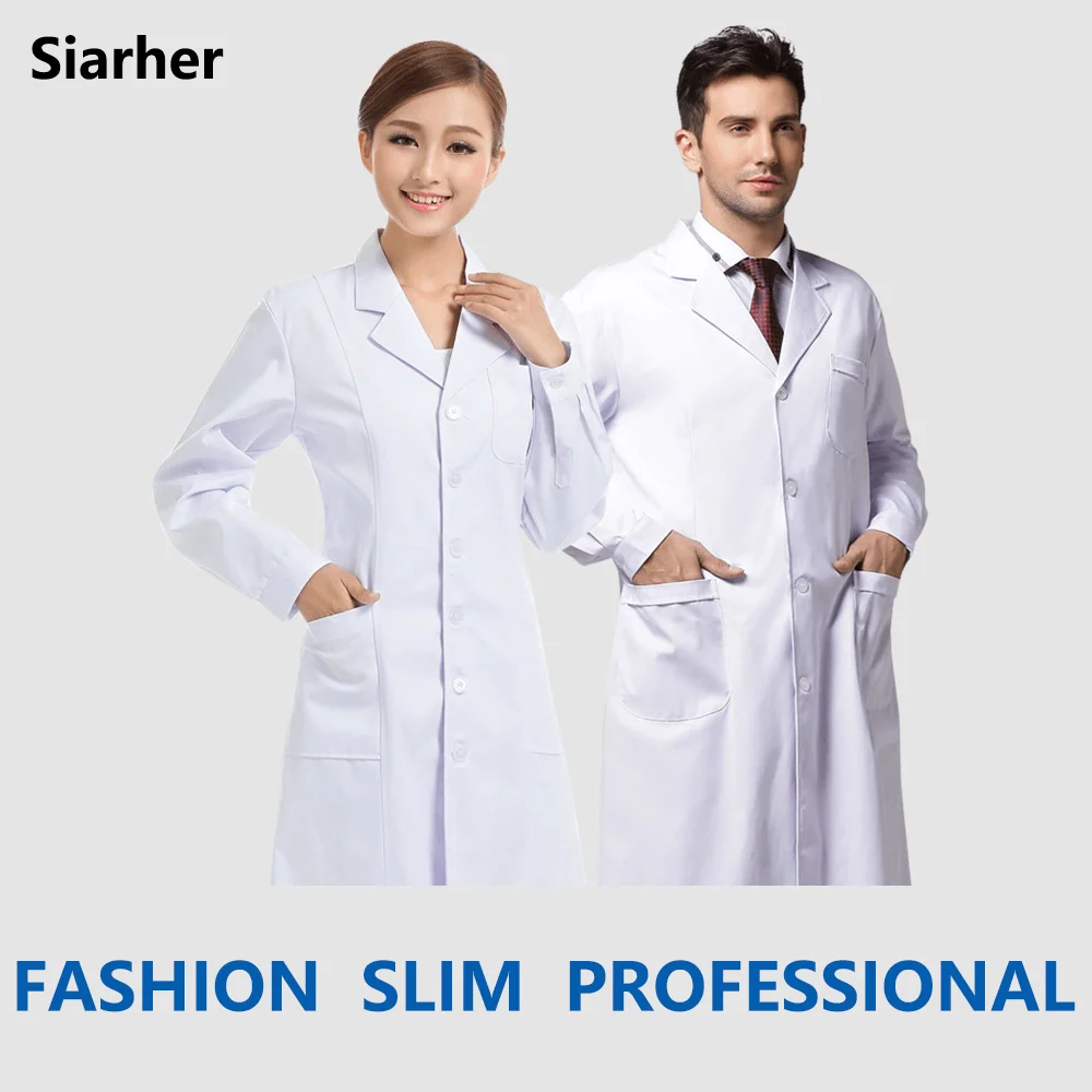 Женские и мужские белые пальто лаборатории в больнице тонкий медсестра