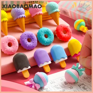 2020 8 шт. милый ластик для мороженого гамбургера леденца съемный резиновый ластик для детей подарок корректирующий инструмент школьные канцелярские принадлежности