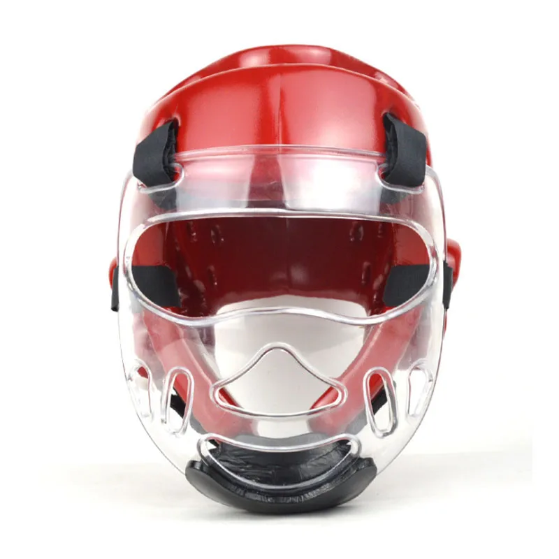 Red with Mask Каратэ прозрачная маска тхэквондо Тактический шлем Взрослый Молодежный детский спортивный бой Защита лица Защита головы боксёрские ММА Тренировочный Набор - Цвет: Red with Mask